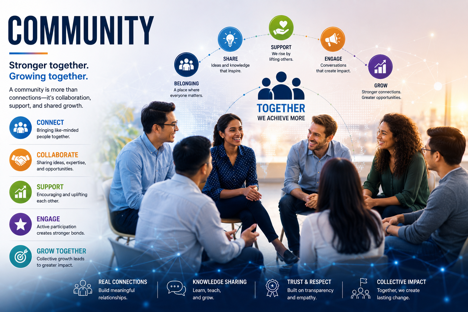 Business Growth Ecosystem community network fostering collaboration, knowledge sharing, partnerships, engagement, and collective business growth through meaningful connections.